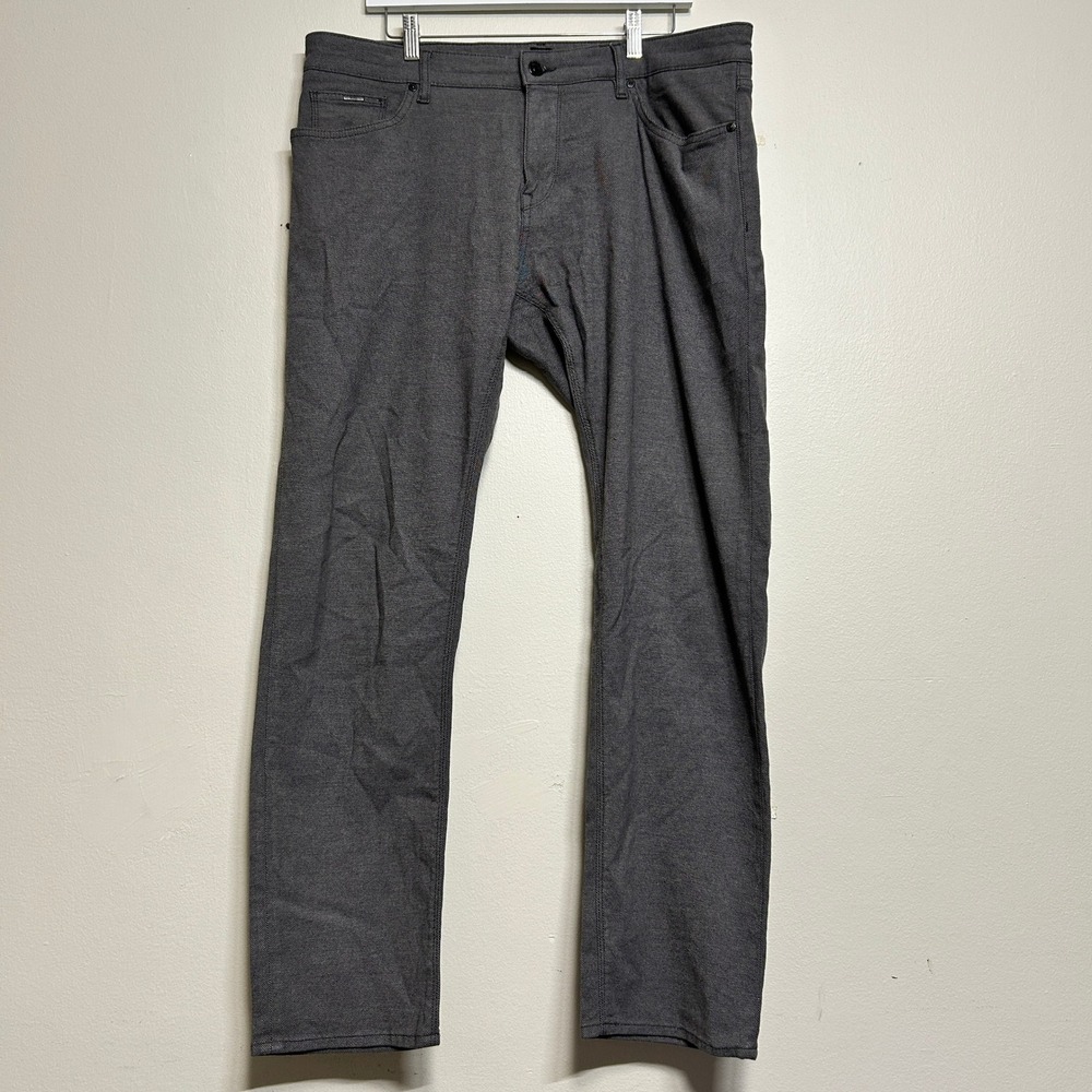 Hugo Boss Maine3-20 Mens 38x32 Gray Stretch Cotton Viscose Textured Pants